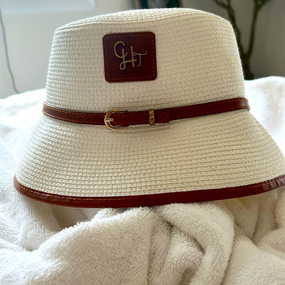White and Brown Women's Bucket Hat